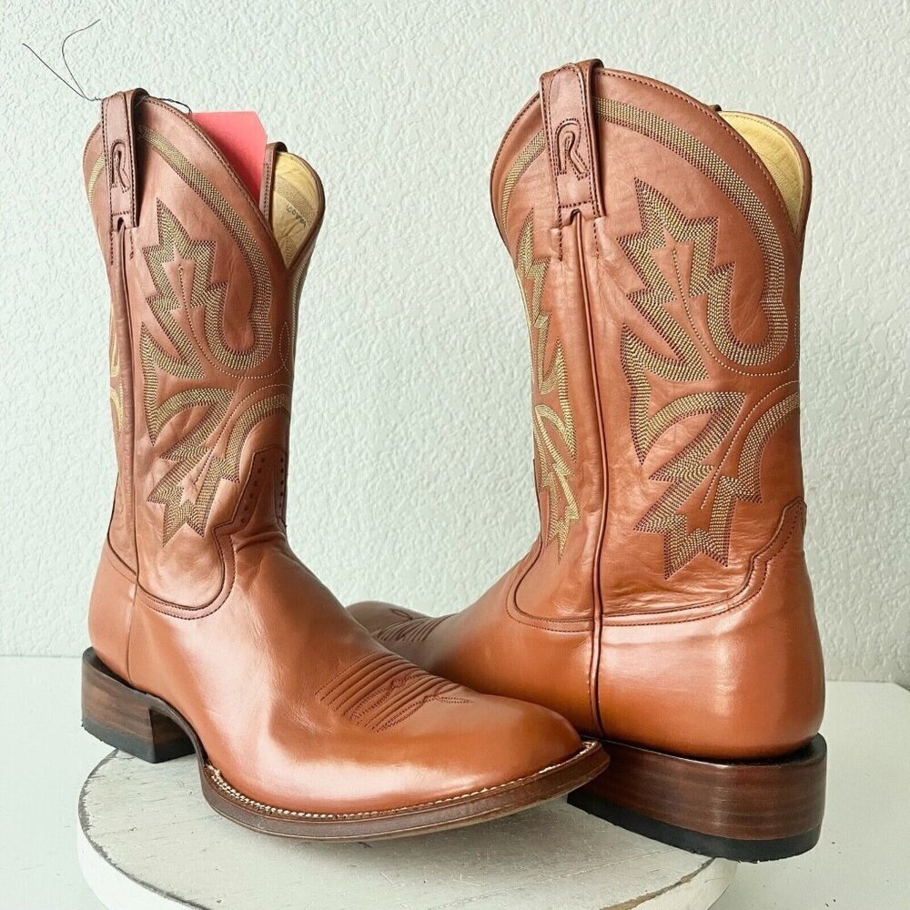 Rod Patrick Mens Cowboy Boots 14 AA Brown Benedictine Buffalo Leather Round Toe